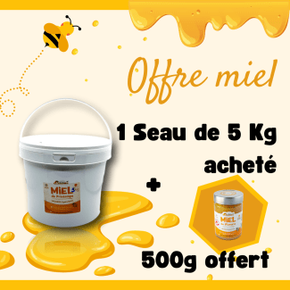 Offre seau de miel 5Kg + 500g offert